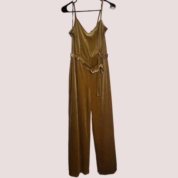 Gold Satin Jumpsuit - Picture 1 of 3